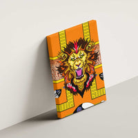 Swaziland Canvas Wall Art Lion Shield and Leopard Print Tribal Design