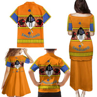 Swaziland Family Matching Puletasi and Hawaiian Shirt Lion Shield and Leopard Print Tribal Design