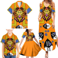 Swaziland Family Matching Summer Maxi Dress and Hawaiian Shirt Lion Shield and Leopard Print Tribal Design