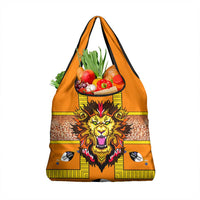 Swaziland Grocery Bag Lion Shield and Leopard Print Tribal Design