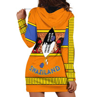 Swaziland Hoodie Dress Lion Shield and Leopard Print Tribal Design