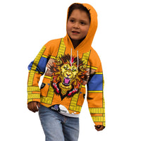 Swaziland Kid Hoodie Lion Shield and Leopard Print Tribal Design