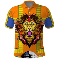 Swaziland Polo Shirt Lion Shield and Leopard Print Tribal Design