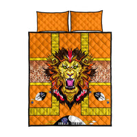 Swaziland Quilt Bed Set Lion Shield and Leopard Print Tribal Design