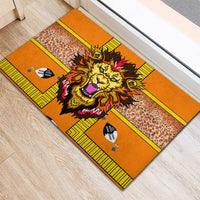 Swaziland Rubber Doormat Lion Shield and Leopard Print Tribal Design
