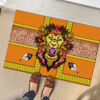 Swaziland Rubber Doormat Lion Shield and Leopard Print Tribal Design