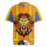 Swaziland Rugby Jersey Lion Shield and Leopard Print Tribal Design