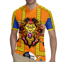 Swaziland Rugby Jersey Lion Shield and Leopard Print Tribal Design