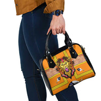 Swaziland Shoulder Handbag Lion Shield and Leopard Print Tribal Design