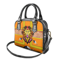 Swaziland Shoulder Handbag Lion Shield and Leopard Print Tribal Design