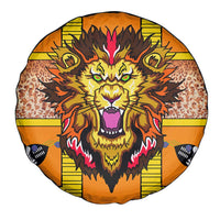 Swaziland Spare Tire Cover Lion Shield and Leopard Print Tribal Design