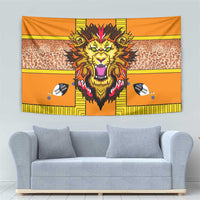 Swaziland Tapestry Lion Shield and Leopard Print Tribal Design