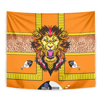 Swaziland Tapestry Lion Shield and Leopard Print Tribal Design