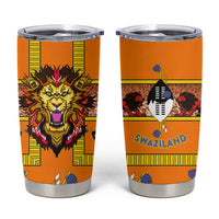Swaziland Tumbler Cup Lion Shield and Leopard Print Tribal Design