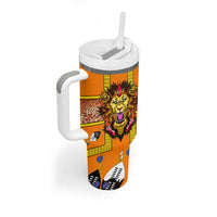 Swaziland Tumbler With Handle Lion Shield and Leopard Print Tribal Design
