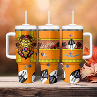 Swaziland Tumbler With Handle Lion Shield and Leopard Print Tribal Design