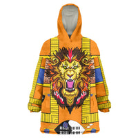 Swaziland Wearable Blanket Hoodie Lion Shield and Leopard Print Tribal Design