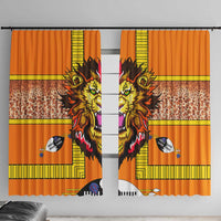 Swaziland Window Curtain Lion Shield and Leopard Print Tribal Design