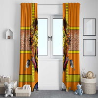 Swaziland Window Curtain Lion Shield and Leopard Print Tribal Design