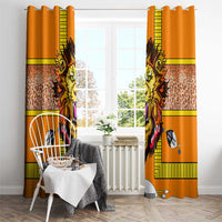 Swaziland Window Curtain Lion Shield and Leopard Print Tribal Design