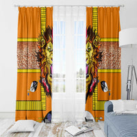 Swaziland Window Curtain Lion Shield and Leopard Print Tribal Design