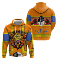 Swaziland Zip Hoodie Lion Shield and Leopard Print Tribal Design