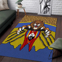 Swaziland Area Rug Coat of Arms Lion Elephant Shield Leopard Print Design