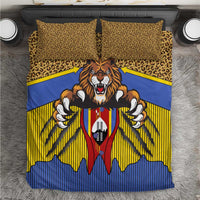 Swaziland Bedding Set Coat of Arms Lion Elephant Shield Leopard Print Design