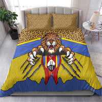 Swaziland Bedding Set Coat of Arms Lion Elephant Shield Leopard Print Design