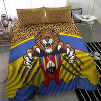 Swaziland Bedding Set Coat of Arms Lion Elephant Shield Leopard Print Design