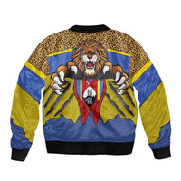 Swaziland Bomber Jacket Coat of Arms Lion Elephant Shield Leopard Print Design