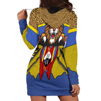 Swaziland Hoodie Dress Coat of Arms Lion Elephant Shield Leopard Print Design