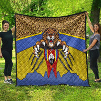 Swaziland Quilt Coat of Arms Lion Elephant Shield Leopard Print Design