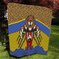 Swaziland Quilt Coat of Arms Lion Elephant Shield Leopard Print Design