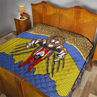 Swaziland Quilt Coat of Arms Lion Elephant Shield Leopard Print Design