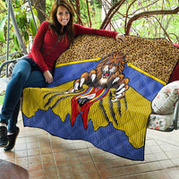 Swaziland Quilt Coat of Arms Lion Elephant Shield Leopard Print Design