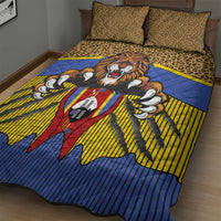 Swaziland Quilt Bed Set Coat of Arms Lion Elephant Shield Leopard Print Design