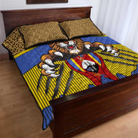 Swaziland Quilt Bed Set Coat of Arms Lion Elephant Shield Leopard Print Design