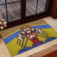 Swaziland Rubber Doormat Coat of Arms Lion Elephant Shield Leopard Print Design