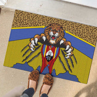 Swaziland Rubber Doormat Coat of Arms Lion Elephant Shield Leopard Print Design