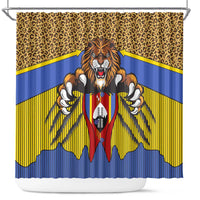 Swaziland Shower Curtain Coat of Arms Lion Elephant Shield Leopard Print Design