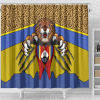 Swaziland Shower Curtain Coat of Arms Lion Elephant Shield Leopard Print Design