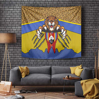 Swaziland Tapestry Coat of Arms Lion Elephant Shield Leopard Print Design