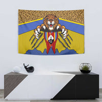 Swaziland Tapestry Coat of Arms Lion Elephant Shield Leopard Print Design