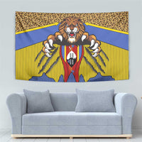 Swaziland Tapestry Coat of Arms Lion Elephant Shield Leopard Print Design