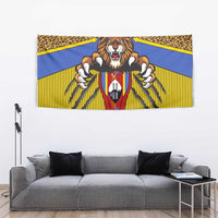 Swaziland Tapestry Coat of Arms Lion Elephant Shield Leopard Print Design