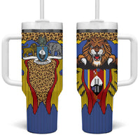 Swaziland Tumbler With Handle Coat of Arms Lion Elephant Shield Leopard Print Design