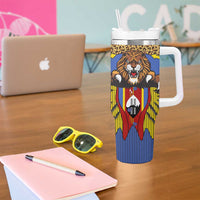 Swaziland Tumbler With Handle Coat of Arms Lion Elephant Shield Leopard Print Design