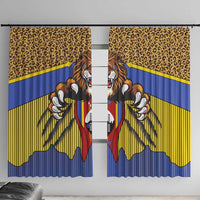 Swaziland Window Curtain Coat of Arms Lion Elephant Shield Leopard Print Design