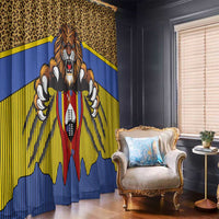 Swaziland Window Curtain Coat of Arms Lion Elephant Shield Leopard Print Design